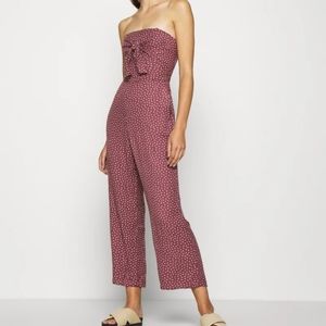 A&f tie front purple polka dot jumpsuit